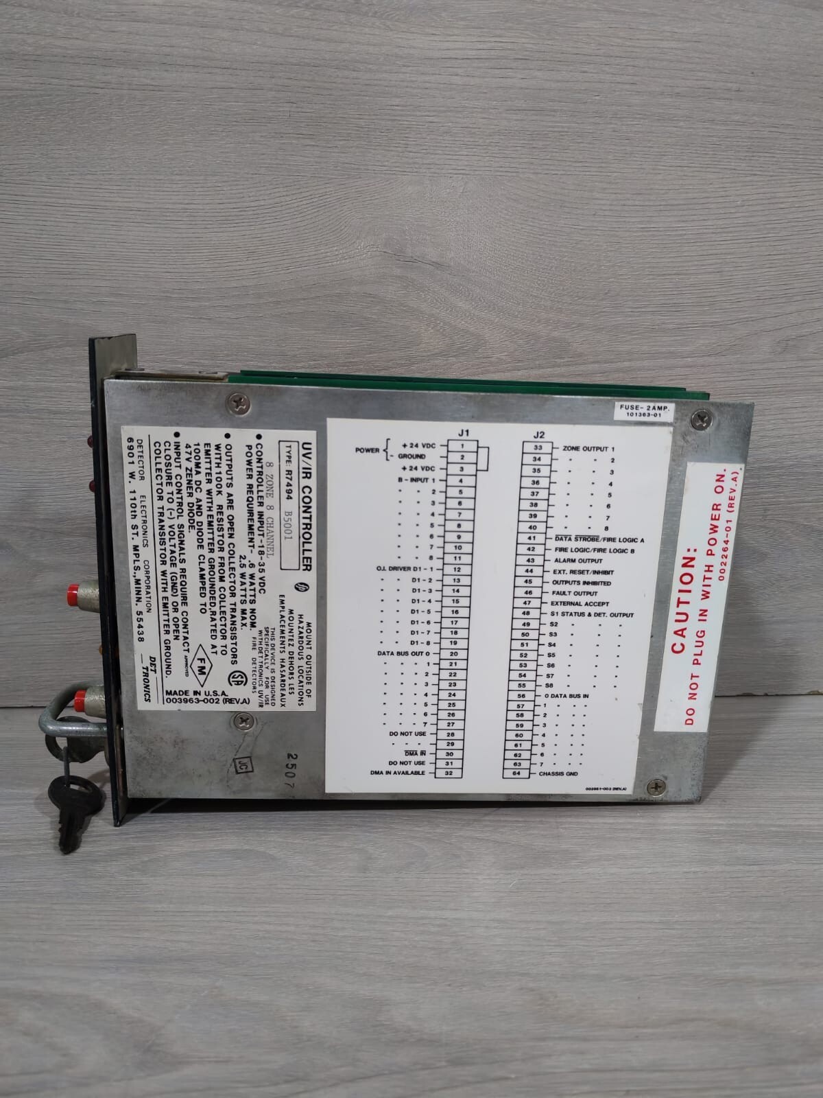 DET TRONICS 003955-003 REV.A DET TRONICS R7494 B5001 UV/IR CONTROLLER 003955-003 REV.A 8ZONE 8 CHANNEL 10