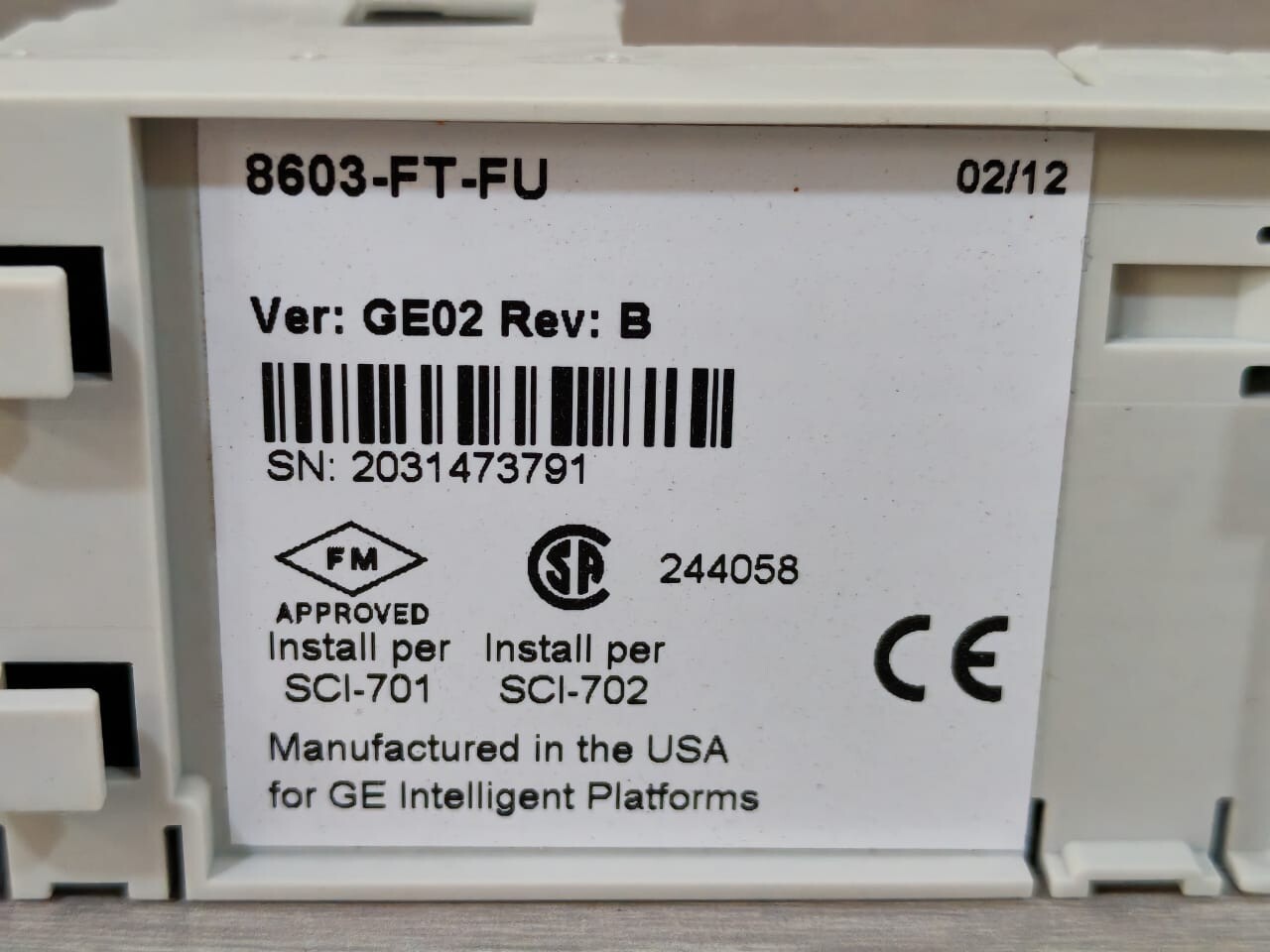GE Fanuc 8603-FT-FU VER.GE02 REV.B GE FANUC 8603-FT-FU VER.GE02 REV.B FIELD TERMINAL 9