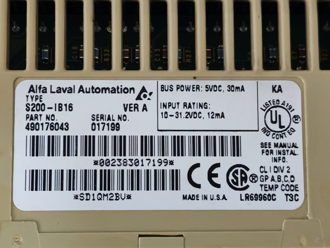 ALFA LAVAL AUTOMATION INPUT-16 ALFA LAVAL AUTOMATION S200-IB16 & S200-TB3 DIGITAL INPUT 16 X 24VDC/1X COUNTER 3
