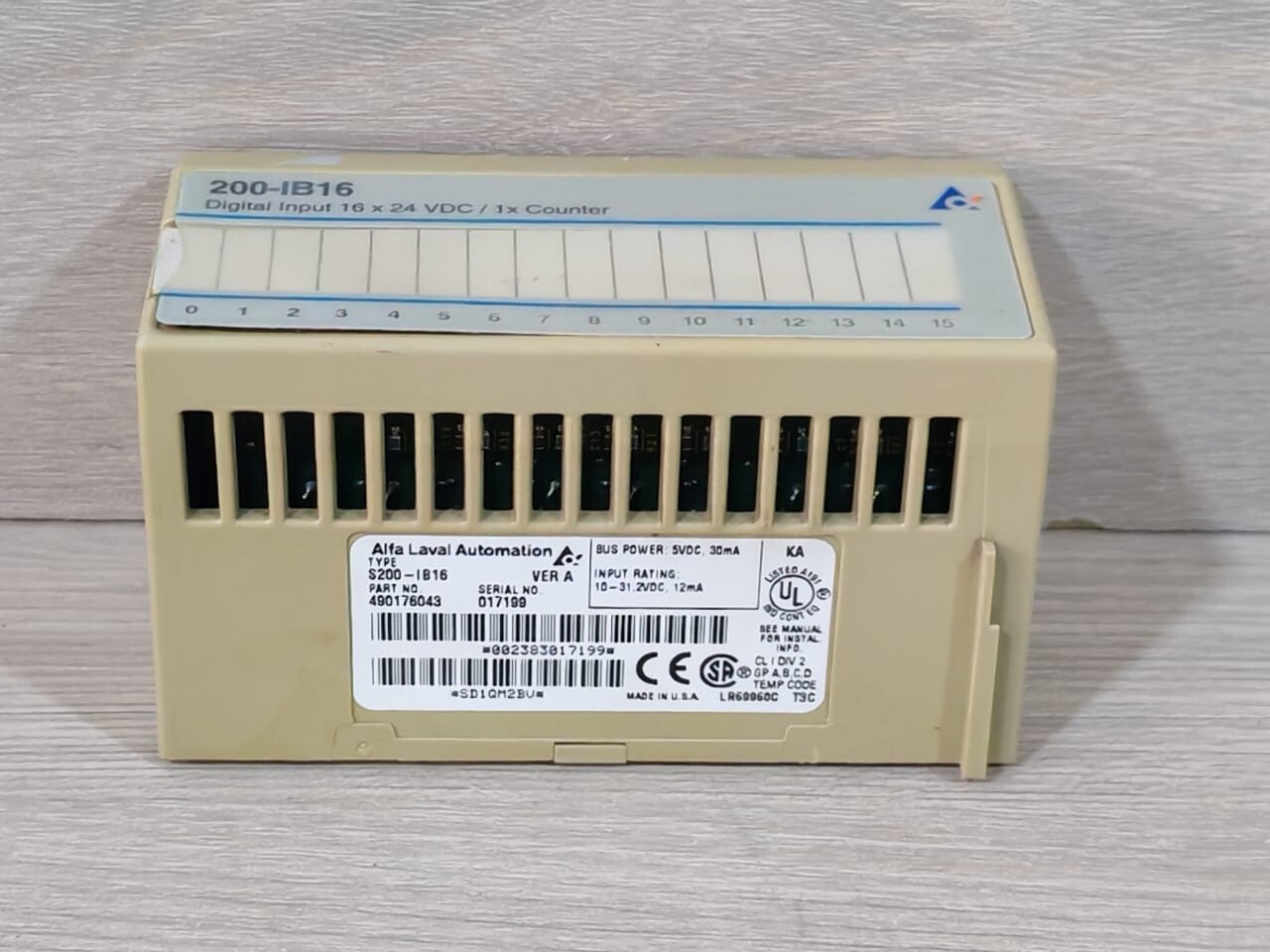 ALFA LAVAL AUTOMATION INPUT-16 ALFA LAVAL AUTOMATION S200-IB16 & S200-TB3 DIGITAL INPUT 16 X 24VDC/1X COUNTER 4