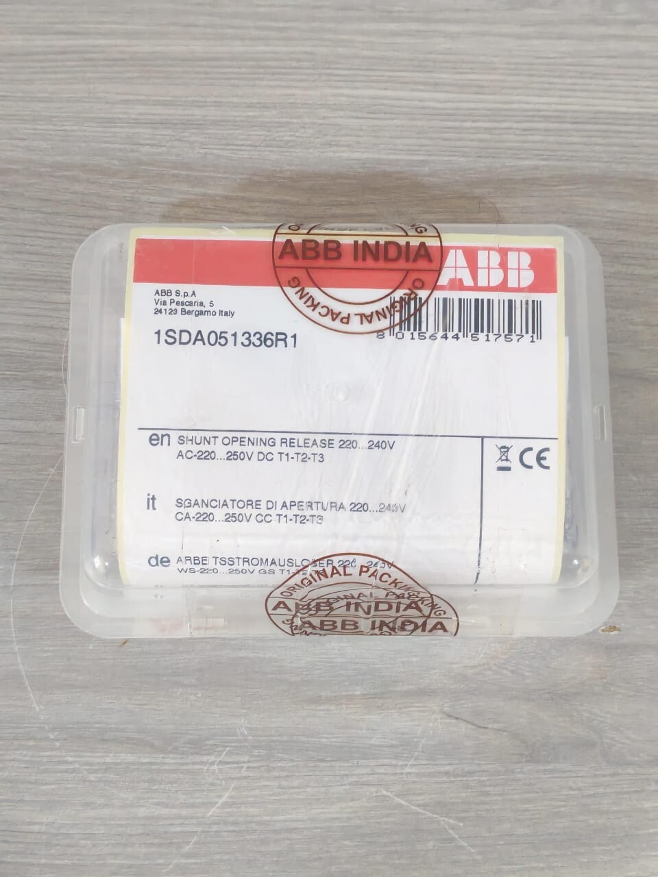 ABB 1SDA051336R1 ABB 1SDA051336R1 SHUNT OPENING RELEASE 220-240V- FACTORY SEALED 4