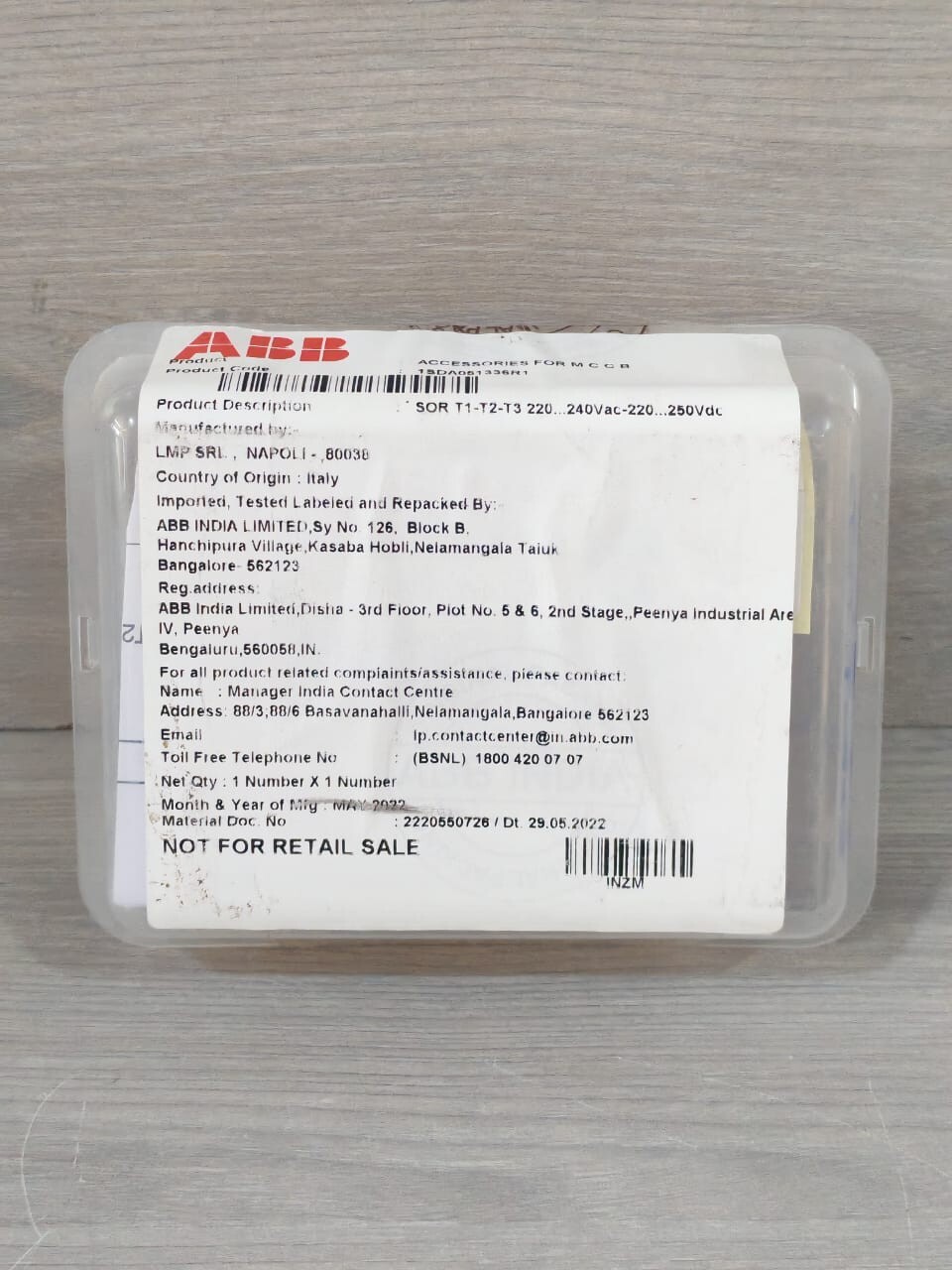 ABB 1SDA051336R1 ABB 1SDA051336R1 SHUNT OPENING RELEASE 220-240V- FACTORY SEALED 6
