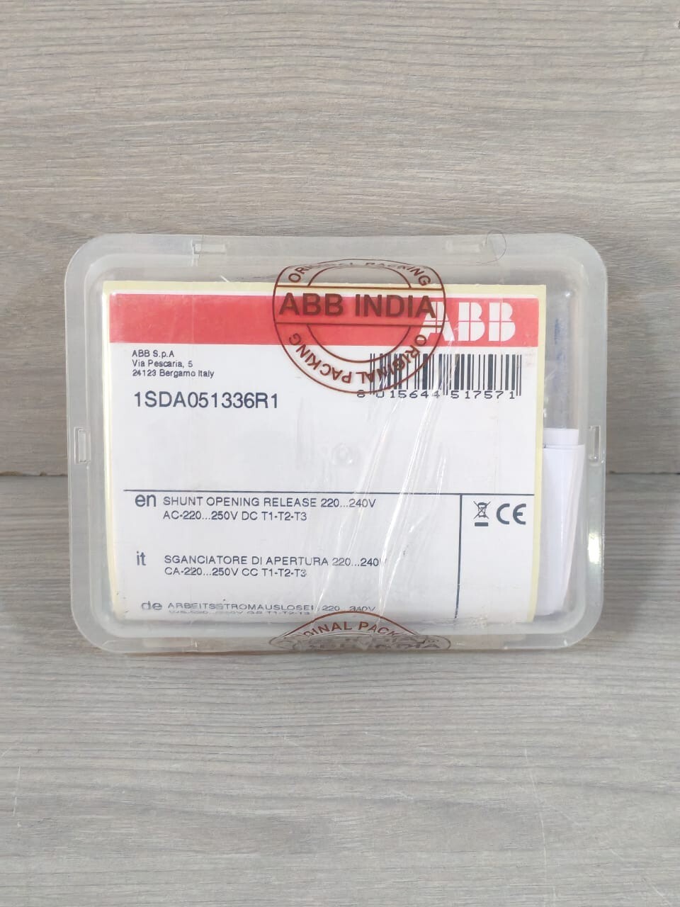 ABB 1SDA051336R1 SHUNT OPENING RELEASE 220-240V- FACTORY SEALED