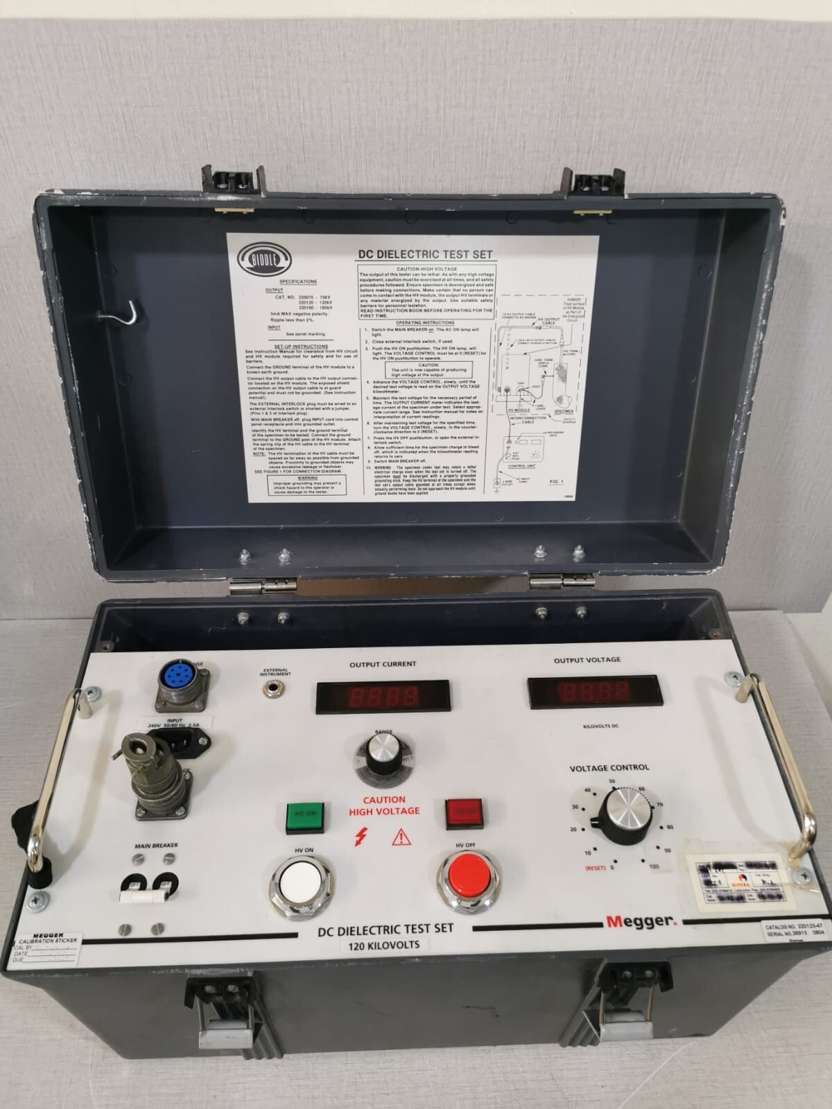 Megger DC Dielectric Test Set 120 KiloVolts Megger Biddle DC Dielectric Test Set 120 KiloVolts 8