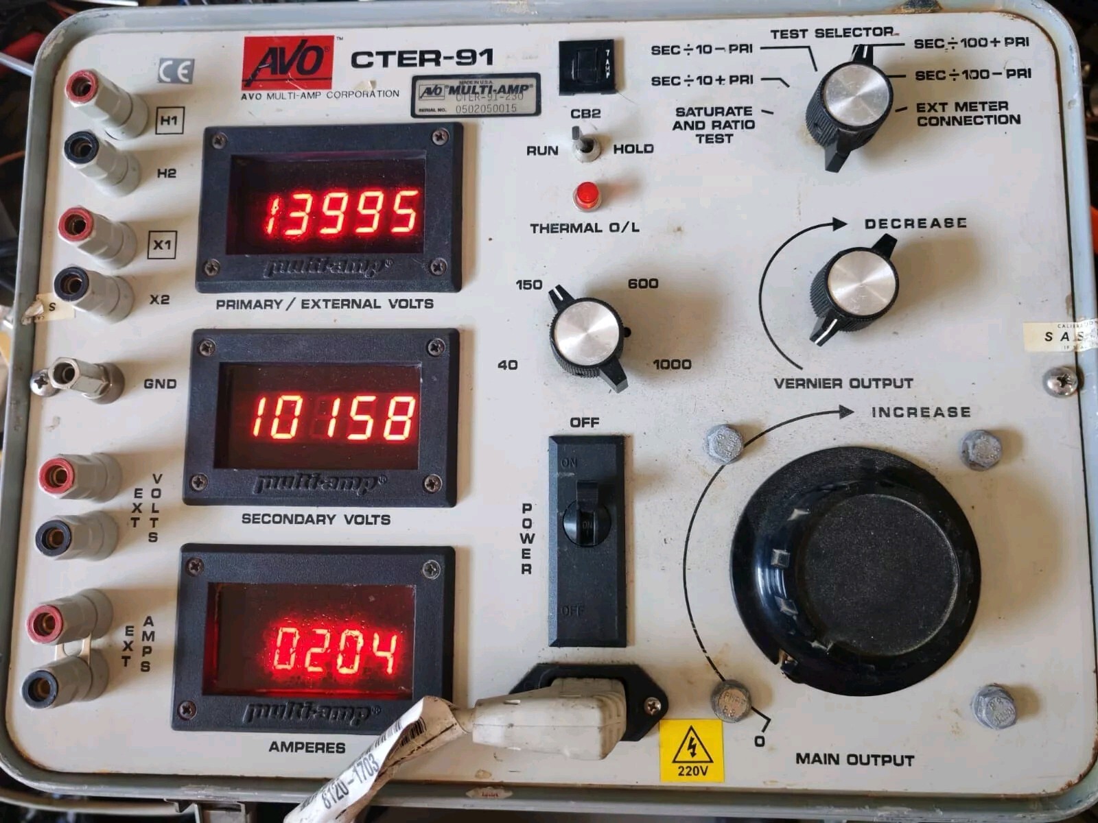 AVO CTER-91-230 AVO CTER-91 MULTI AMPERE CTER-91-230 240VOLTS 10
