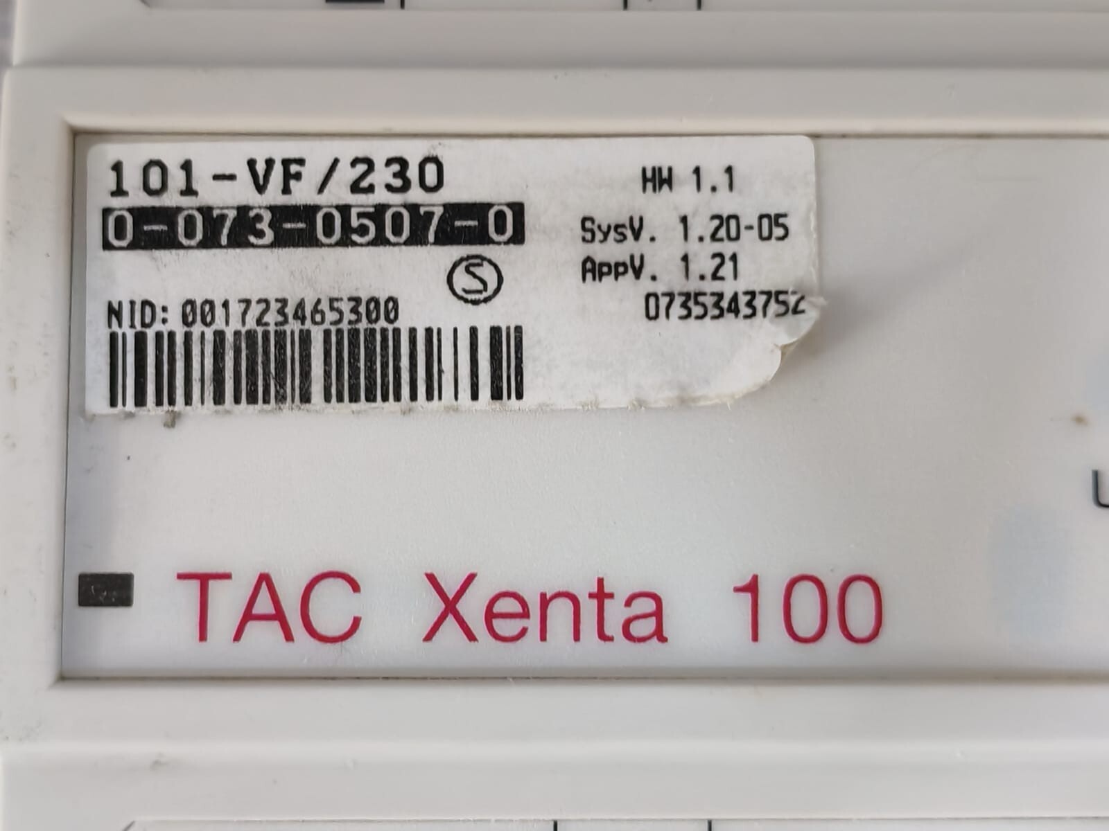 TAC 0-073-0507-0 TAC XENTA 100 101-VF/230 CONTROLLER 0-073-0507-0 2