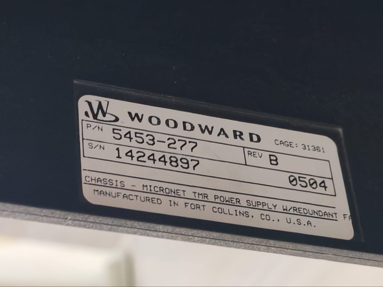 Woodward 5453-277 WOODWARD 5453-277 REV B. 8 -SLOTS CHASSIS RACK 3