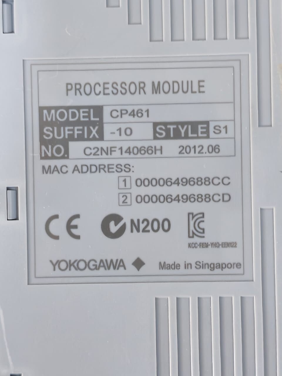 Yokogawa CP461-10 S1 YOKOGAWA CP461 PROCESSOR MODULE CP461-10 S1 - Missing Front Cover 4