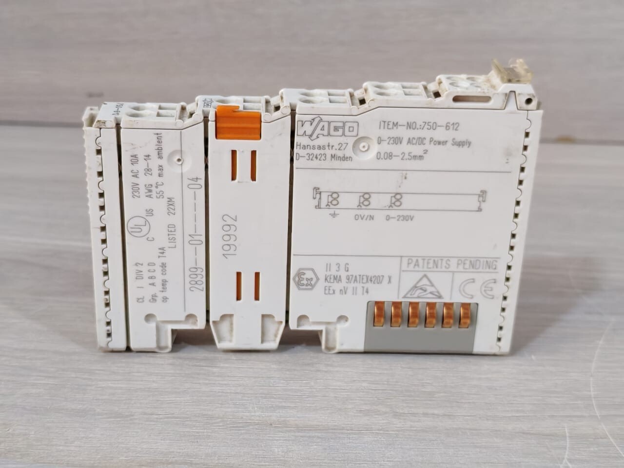 WAGO 750-612 LOT WAGO 750-612 0-230VAC/DC POWER SUPPLY 8