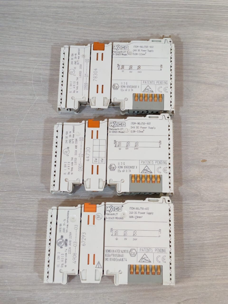 WAGO 750-602 LOT WAGO 750-602 24VDC POWER SUPPLY 3