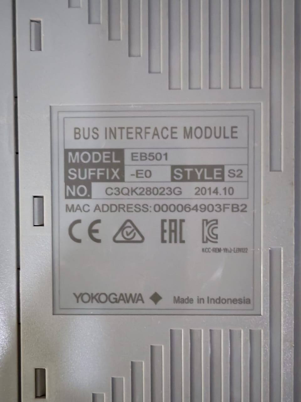 Yokogawa EB501-E0 S2 Yokogawa EB501-E0 S2 Bus Interface Module 3