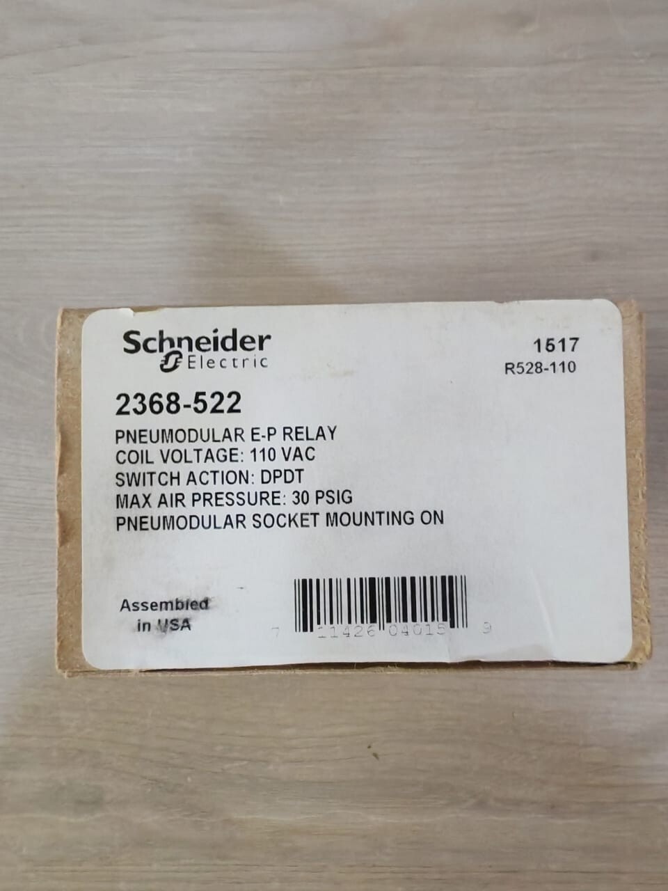 Schneider Electric 2368-522 Schneider Electric 2368-522 Pneumodular Relay 110VAC, 30 PSIG 6