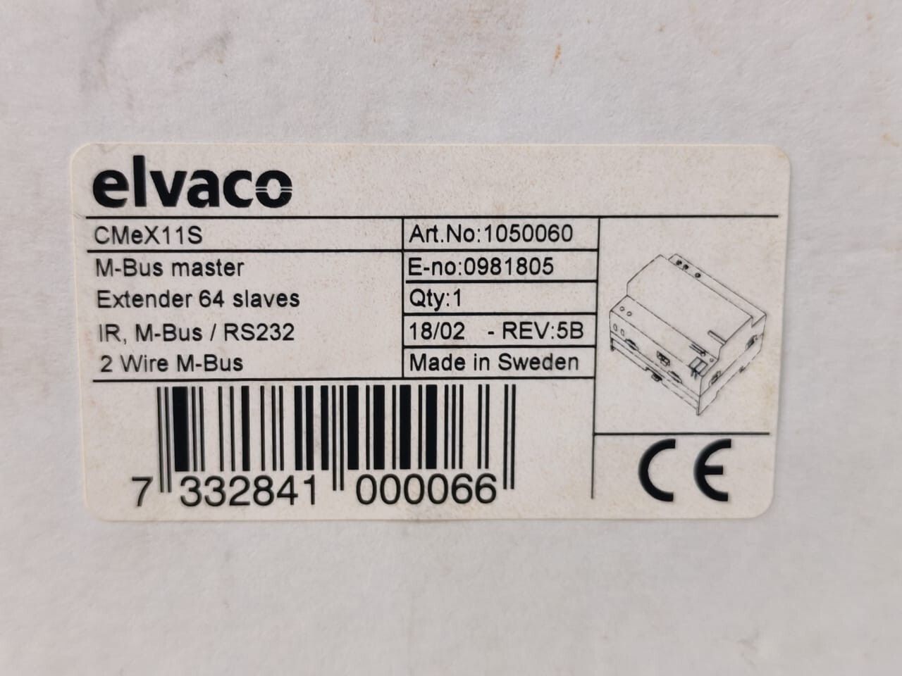 Elvaco CMEX11S Elvaco CMeX11S M-Bus Master Extender 64 Slaves 1050060 9