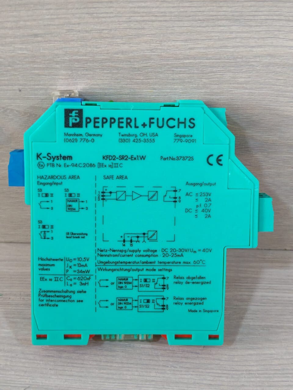 Pepperl+Fuchs 37372S PEPPERL+ FUCHS KFD2-SR2-Ex1.W P/N 37372S SWICTH AMPLIFIER 8