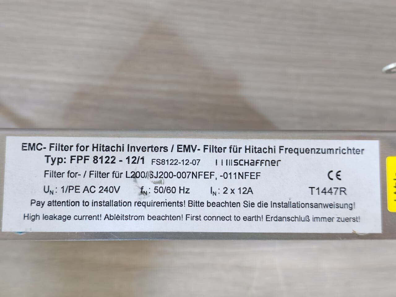 Schaffner FPF 8122-12/1FS8122-12-07 SCHAFFNER EMC FILTER FOR HITACHI FPF 8122-12/1 FS8122-12-07 FREQUENCY CONVERTER 3
