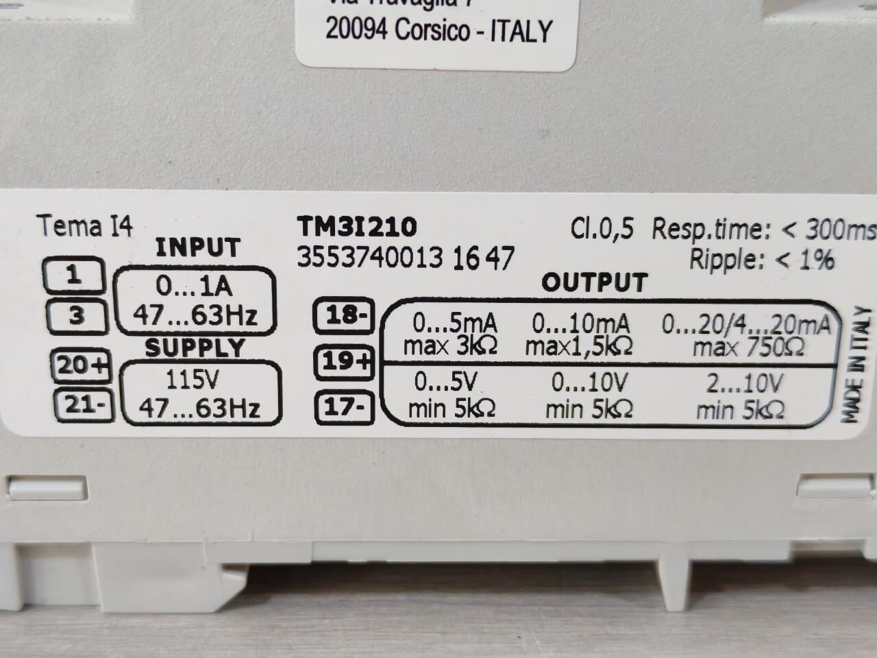 IME TM3I210 IME TM3I210 AUX CURRENT TRANSDUCER 115V 47-63Hz 6