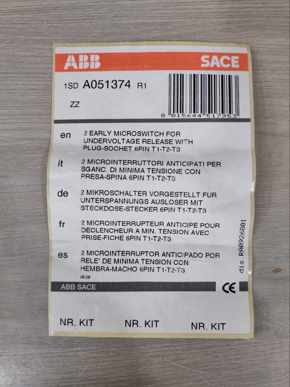 ABB 1SD A051374 R1 ABB 1SD A051374 R1 Auxilliary Contact -, Only Transparent Case 3