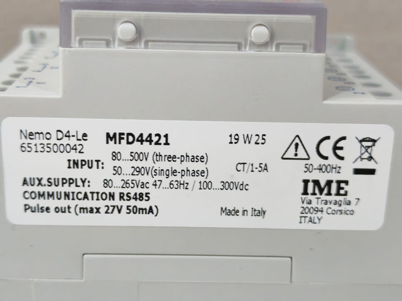 IME MFD4421 IME NEMO D4-Le MFD4421 MULTIFUNCTION W/ ENEGRY COUNT & REACTIVE 9