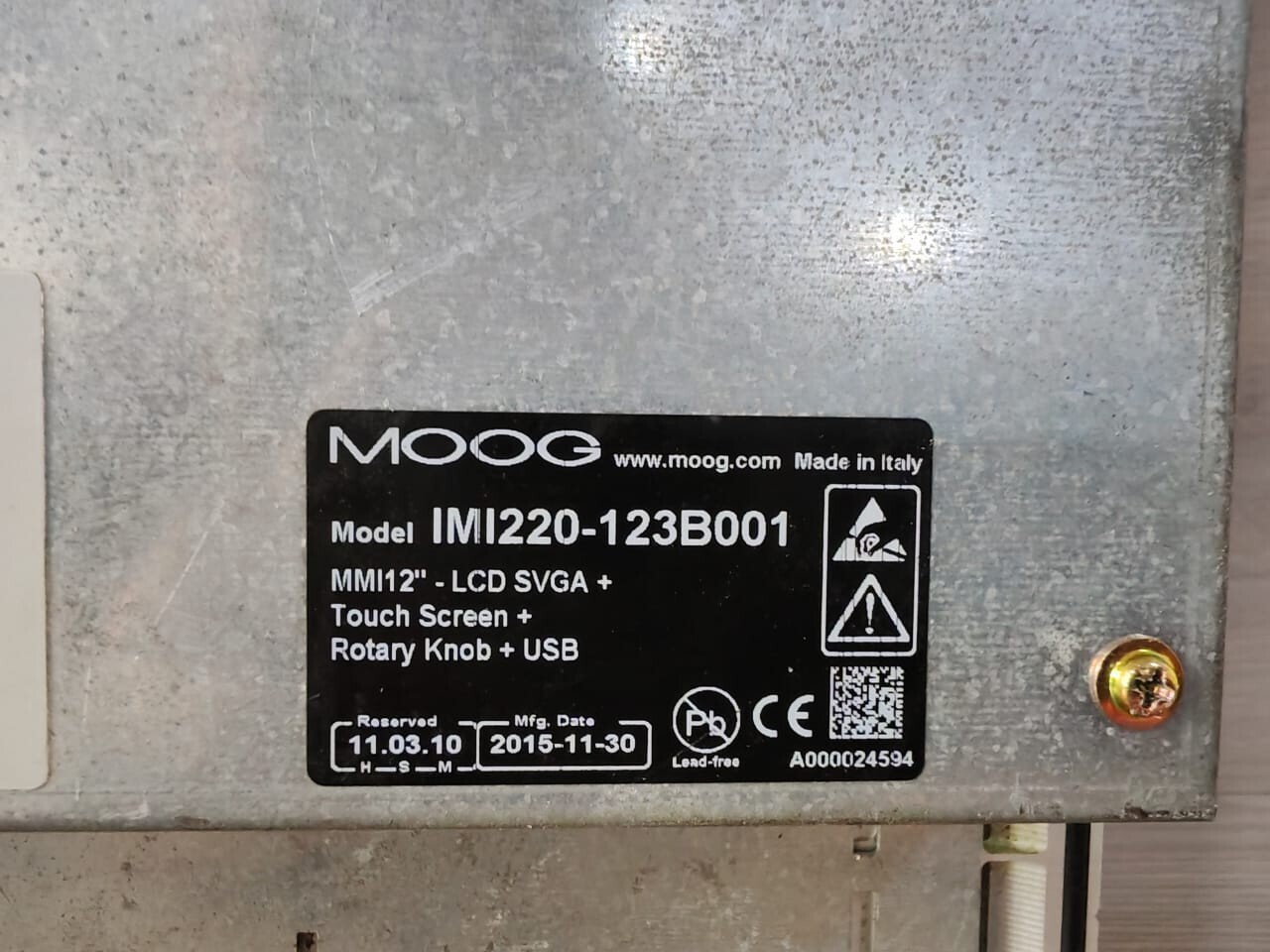 Moog IMI220-123B001 MOOG IMI220-123B001 MMI12"-LCD SVGA TOUCH SCREEN+ ROTARY KNOB+ USB 8