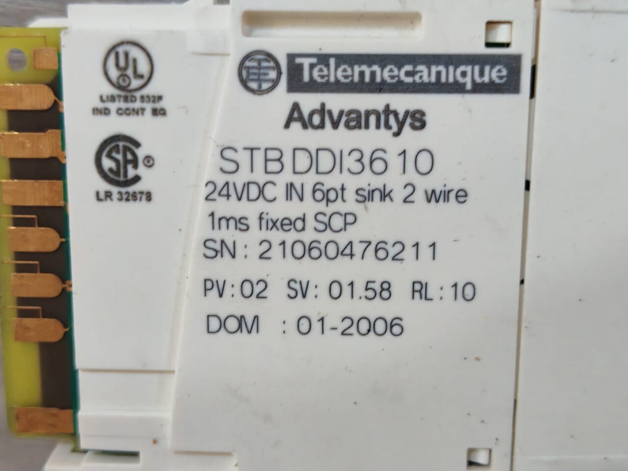 Telemecanique STBDDI3610 TELEMECANIQUE BY SCHNEIDER STBDDI3610 MODULE PV.03/02 SV.01.58 RL.10/11 3