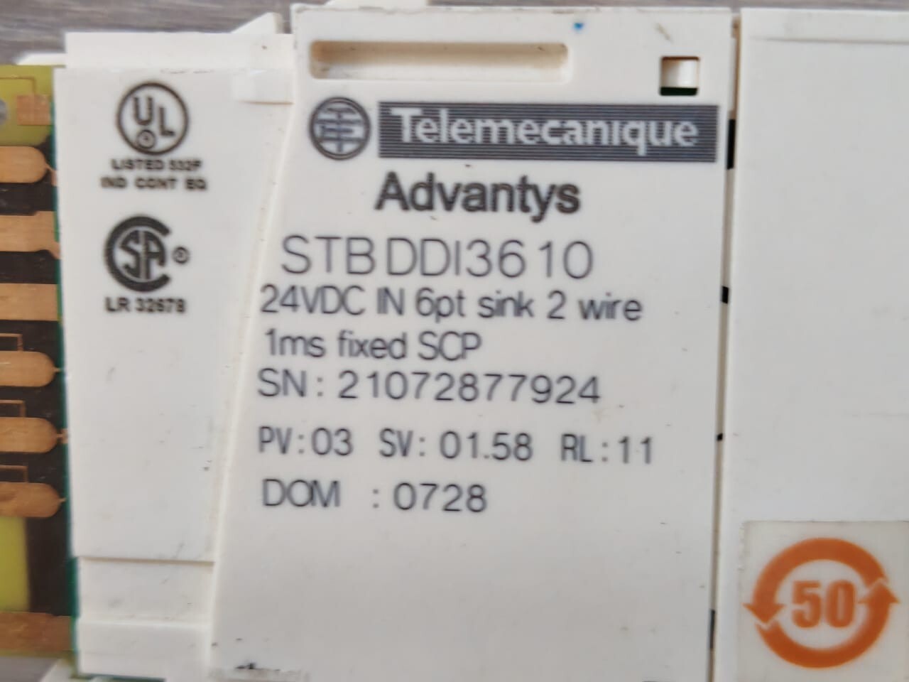 Telemecanique STBDDI3610 TELEMECANIQUE BY SCHNEIDER STBDDI3610 MODULE PV.03/02 SV.01.58 RL.10/11 4