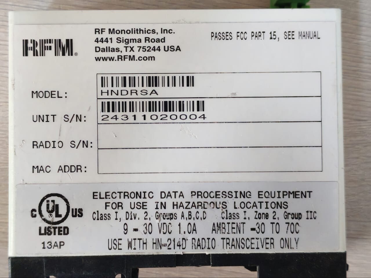 CIRRONET CIRRONET CIRRONET HNDRSA MODEM MODULE 2