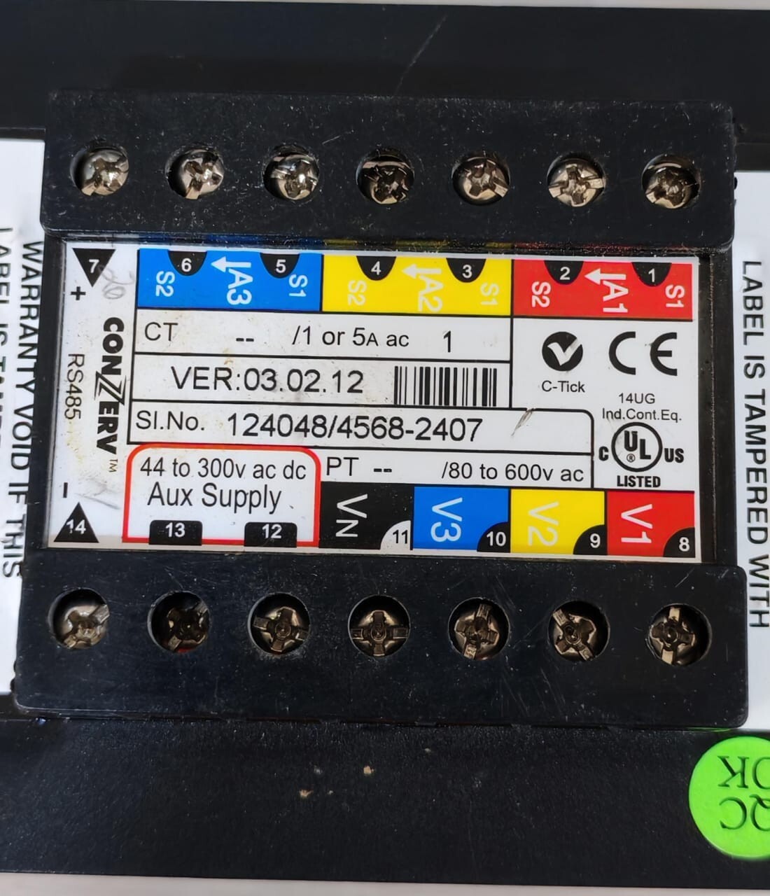 GE EM6400 CONZERV EM6400 VER.03.02.12 LOAD MANAGER CONTROLLER 44-300VAC 6