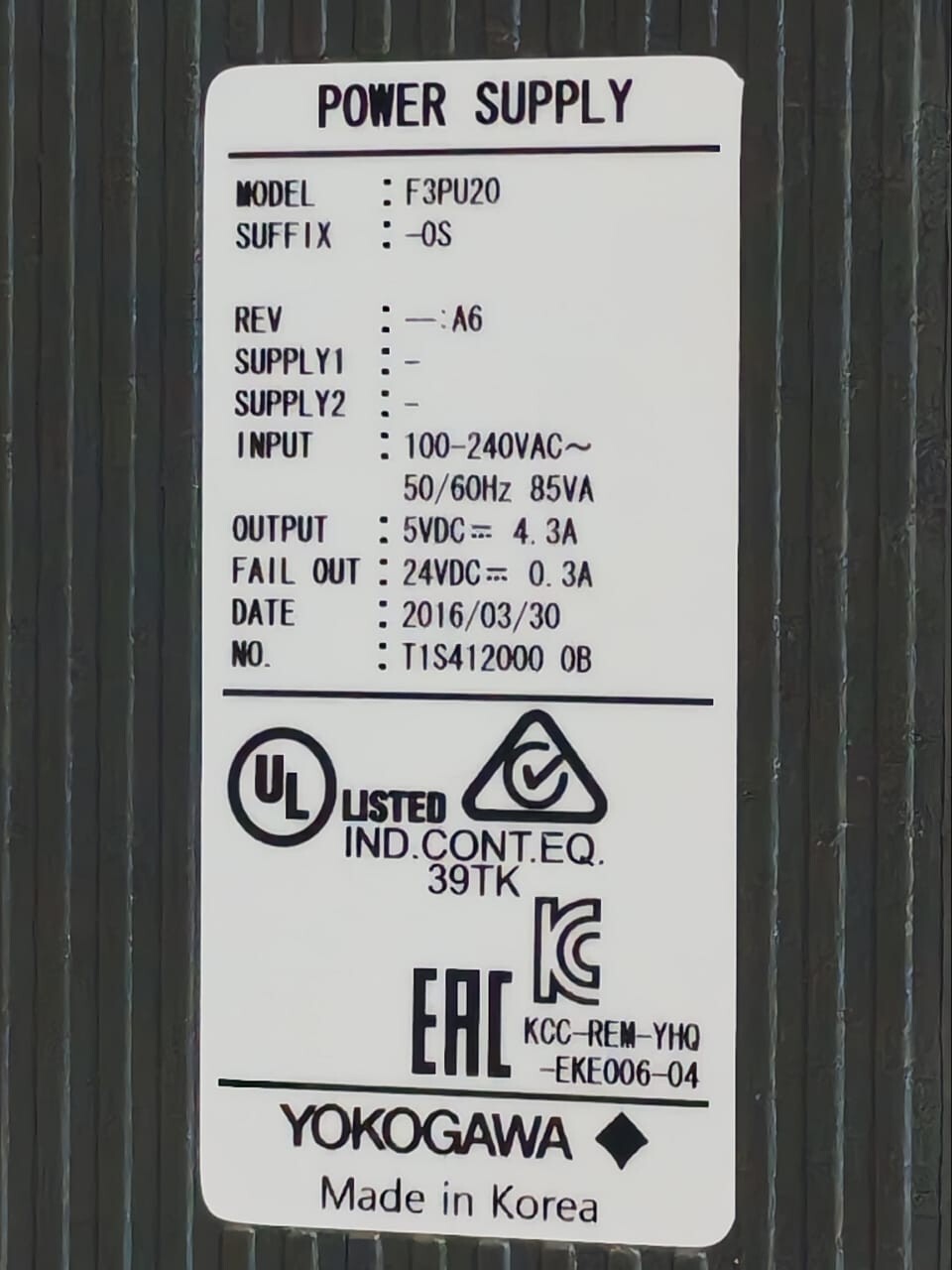 Yokogawa PU20-0S YOKOGAWA FA-M3 PLC:PU20-0S,XD32-3F,LC11-1F,LC12-1F,SP71-4S,CU04-1S,YD14-SB 6