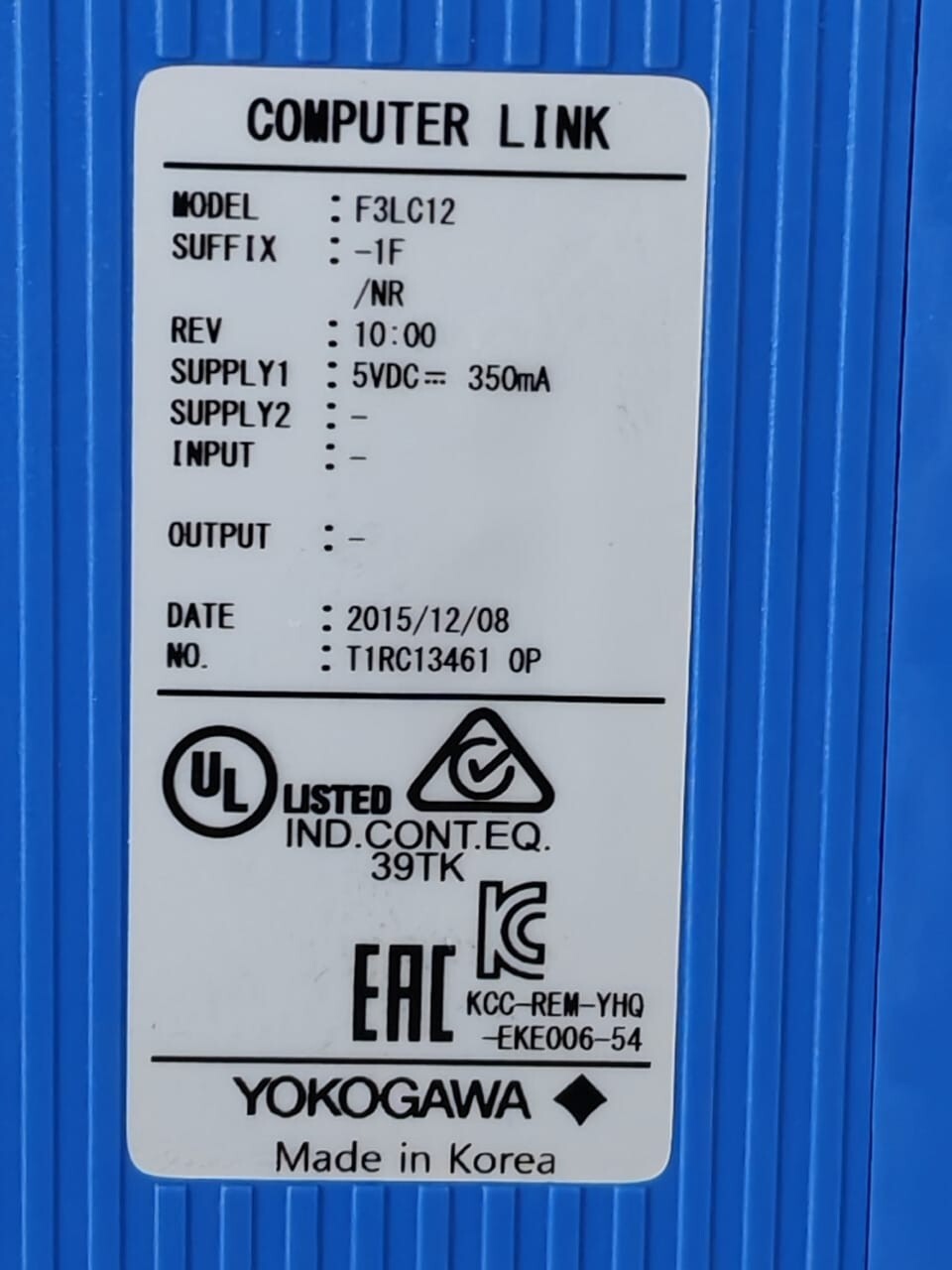 Yokogawa F3LC12-1F/NR YOKOGAWA F3LC12-1F/NR REV 10.00 PERSONAL COMPUTER LINK MODULES 4