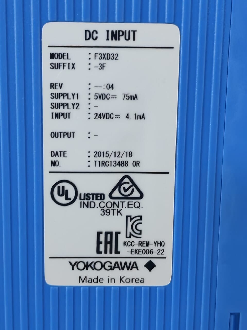 Yokogawa F3XD32-3F YOKOGAWA F3XD32-3F REV.04 DIGITAL INPUT/OUTPUT MODULE 4