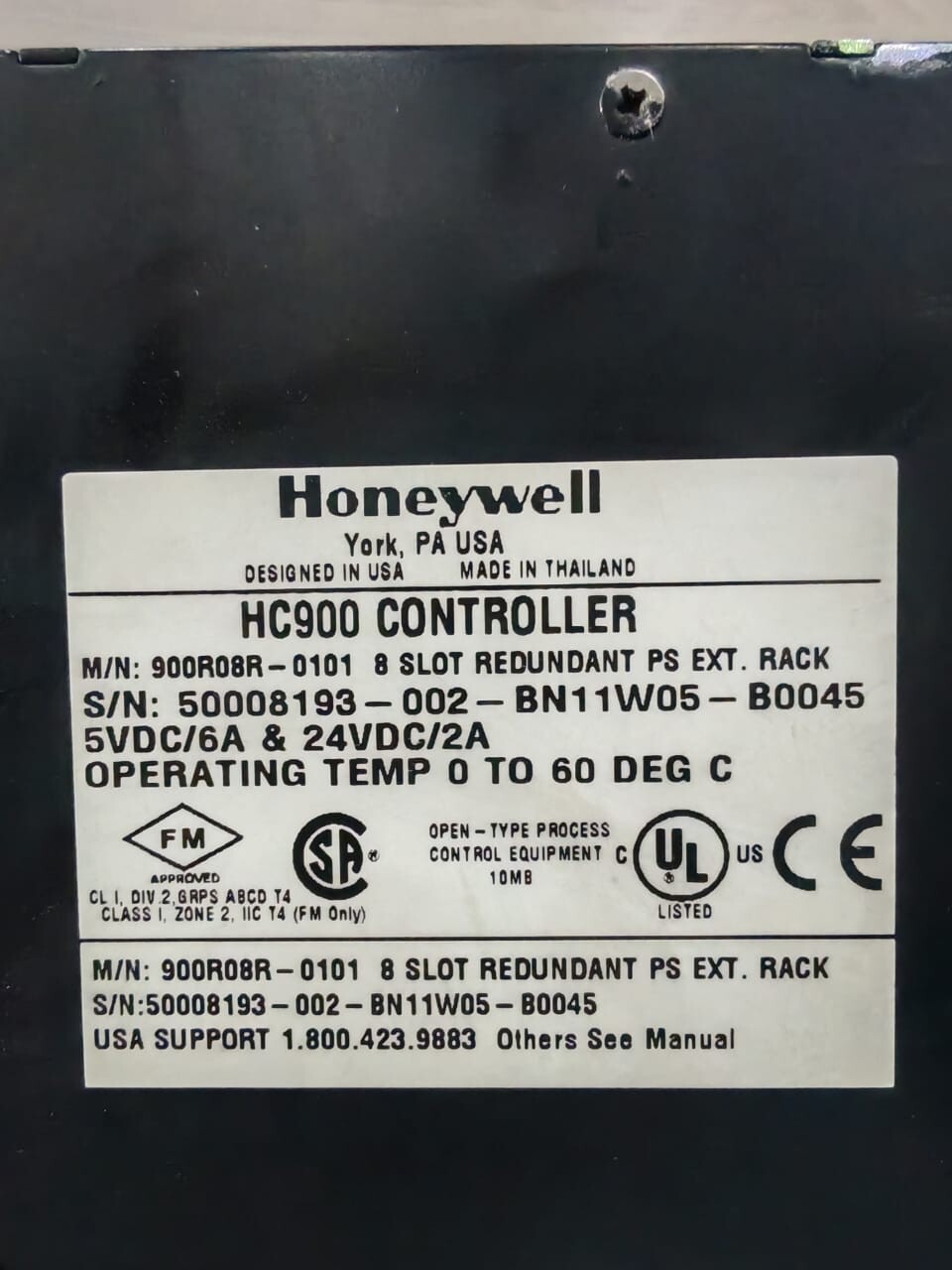 Honeywell 900R08R-0101 Honeywell HC900 Controller 900R08R-0101 8-Slot Redundant PS Ext. Rack 2