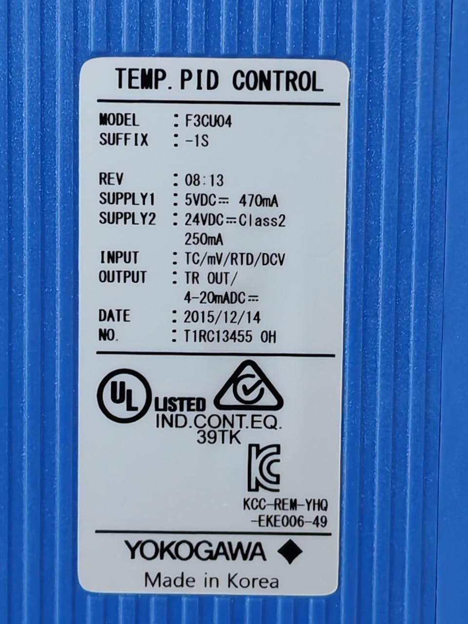Yokogawa F3CU04-1S YOKOGAWA F3CU04-1S REV.08.13 TEMPERATURE PID CONTROL 3