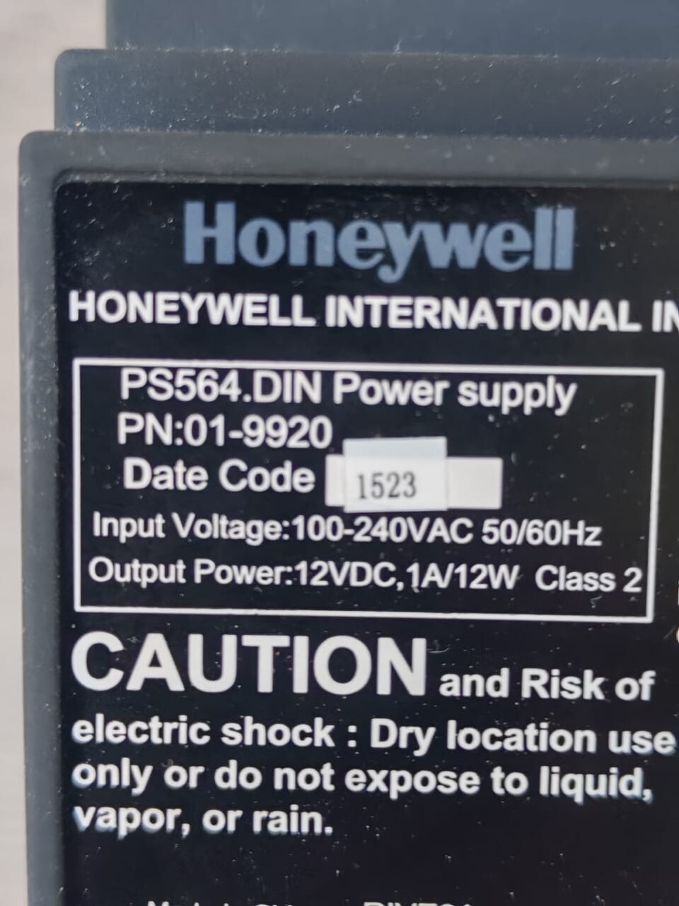 Honeywell PN-01 HONEYWELL PS564 DIN POWER SUPPLY PN 01-9920 100-240VAC 2
