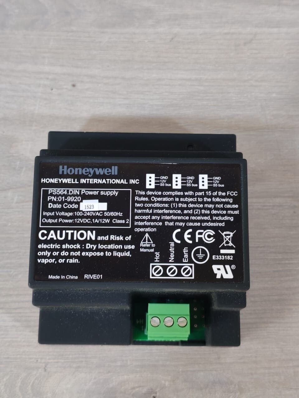Honeywell PN-01 HONEYWELL PS564 DIN POWER SUPPLY PN 01-9920 100-240VAC 5