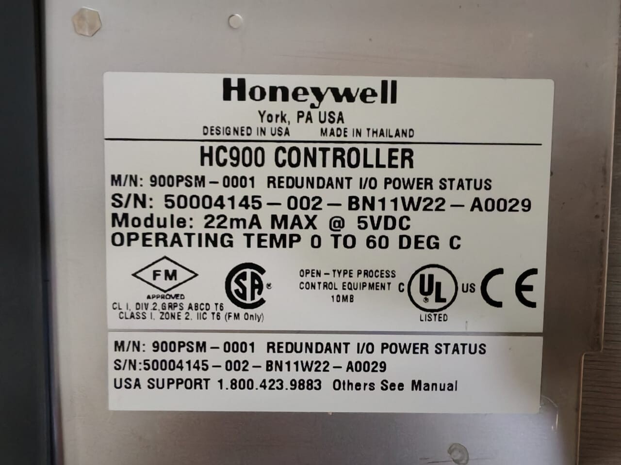 Honeywell 900PSM-0001 Honeywell HC900 Controller 900PSM-0001 Redundant I/O Power Status 2