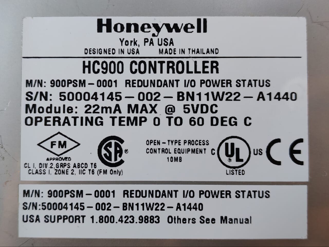 Honeywell 900PSM-0001 Honeywell HC900 Controller 900PSM-0001 Redundant I/O Power Status 9
