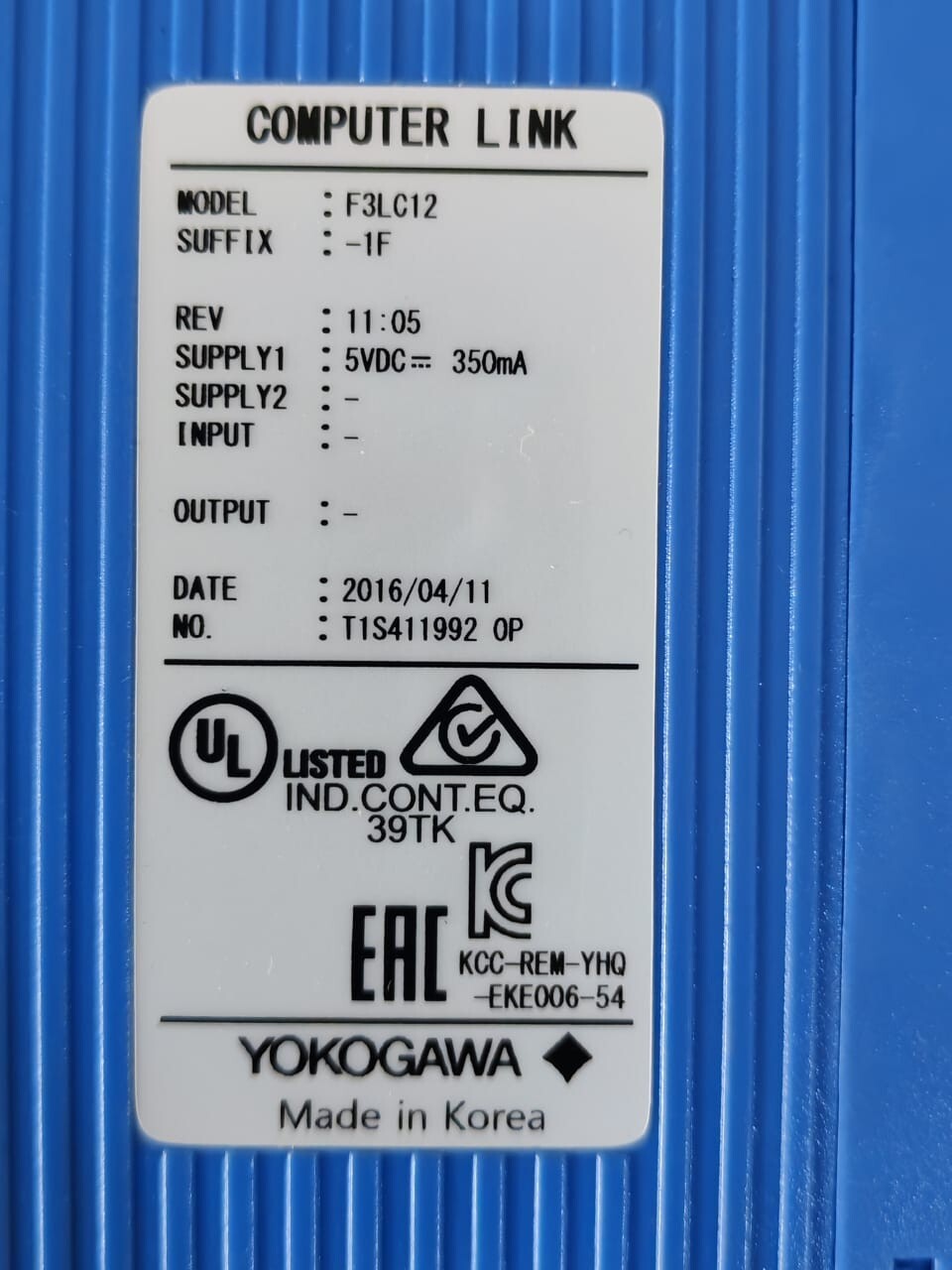 Yokogawa F3LC12-1F YOKOGAWA F3LC12-1F REV 11.05 PERSONAL COMPUTER LINK MODULES 3