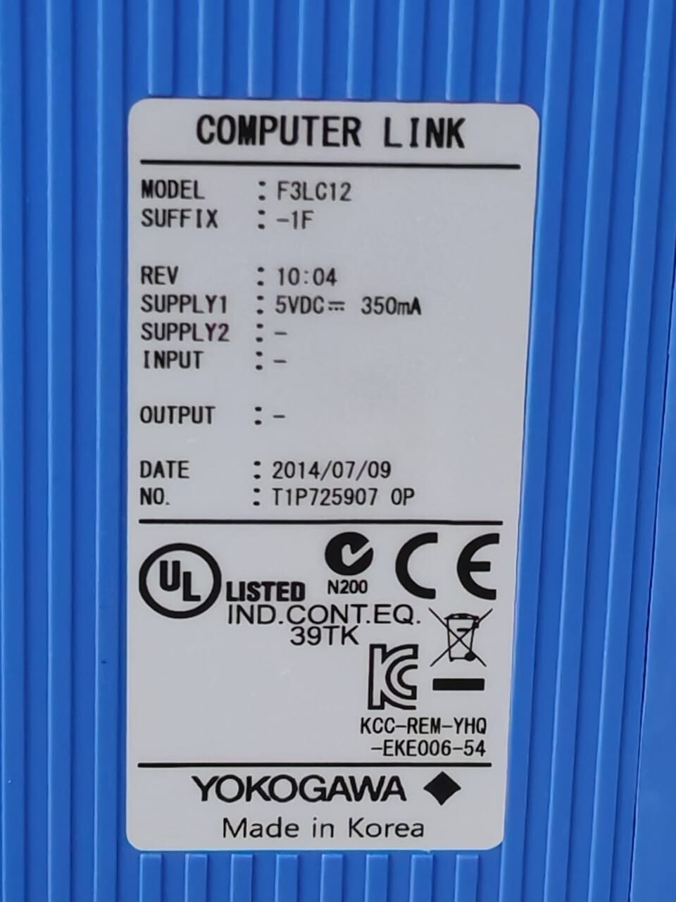 Yokogawa F3LC12-1F YOKOGAWA F3LC12-1F REV 10.04 PERSONAL COMPUTER LINK MODULES 4