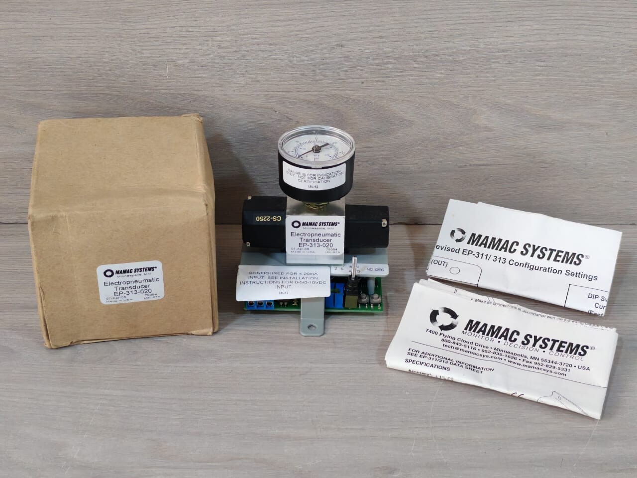 MAMAC SYSTEMS EP-313-020 ELECTROPNEUMATIC TRANSDUCER- WITH FILTHY BOX
