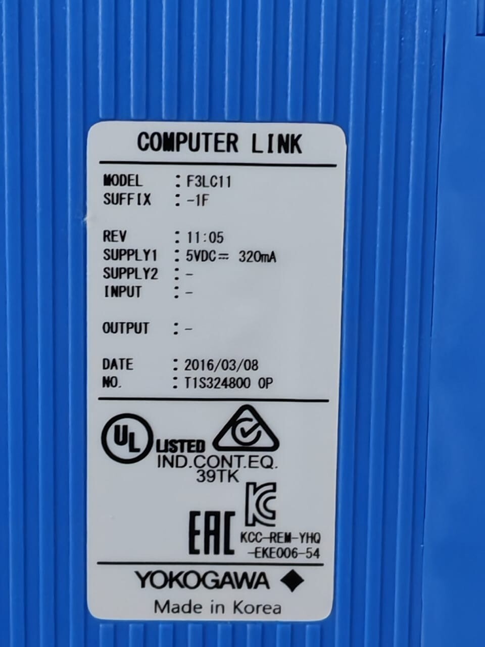 Yokogawa F3LC11-1F YOKOGAWA F3LC11-1F REV.11.05 COMPUTER LINK 5