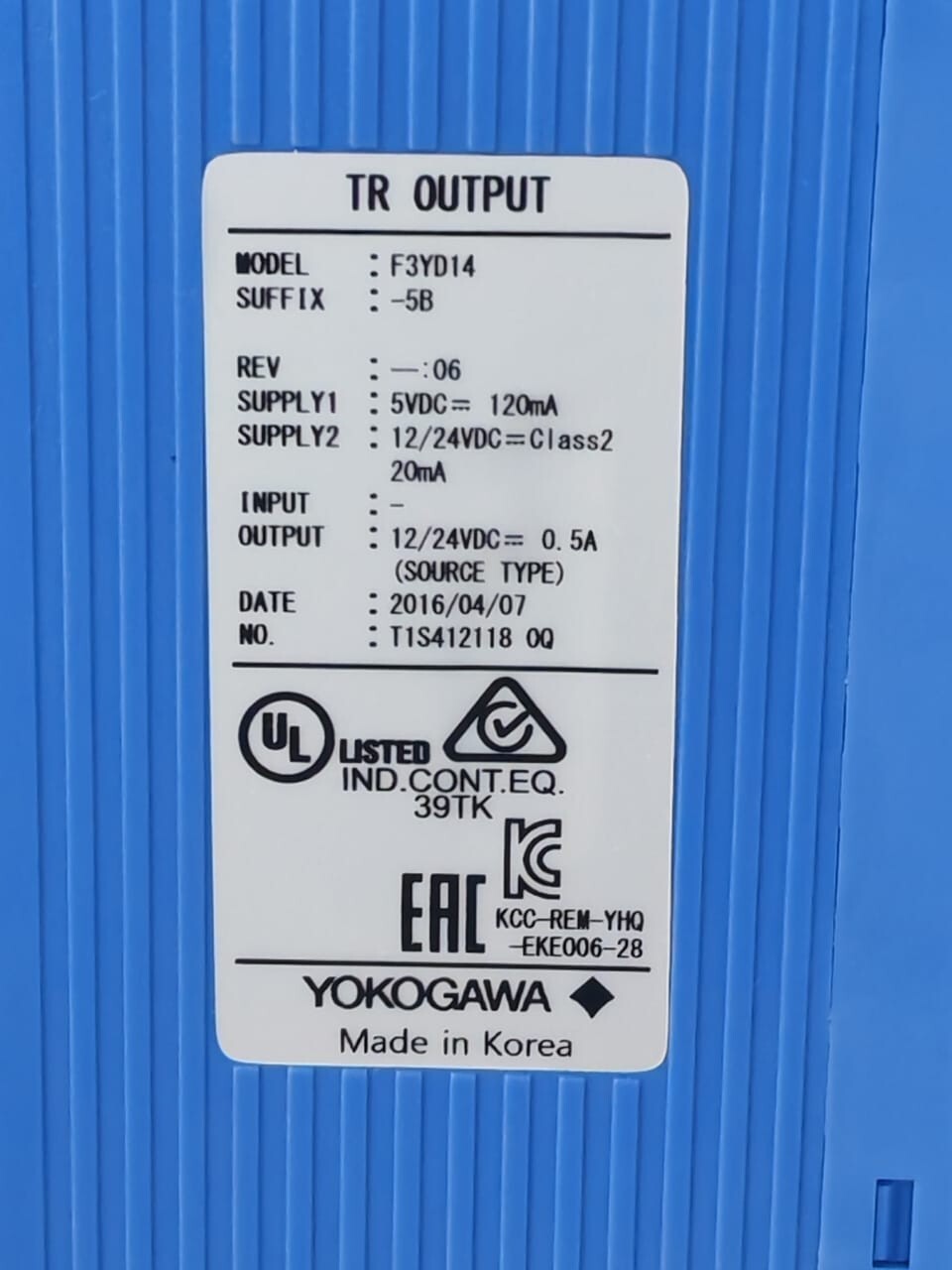 Yokogawa F3YD14-5B YOKOGAWA F3YD14-5B REV.06 TRANSISTOR OUTPUT MODULE 4