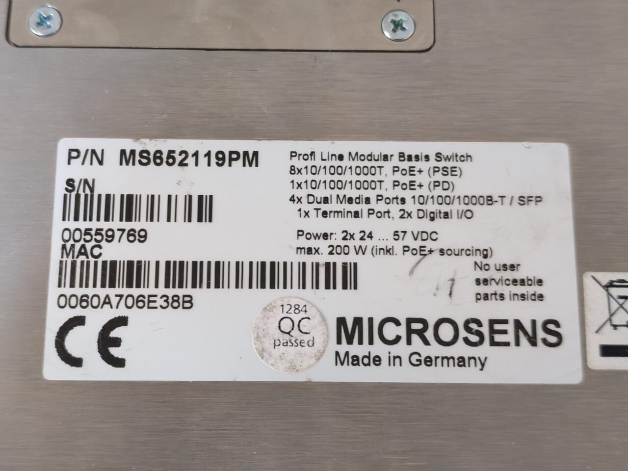 MICROSENS MS652119PM MICROSENS INDUSTRIAL GIGABIT SWITCH MS652119PM 2x24-57VDC- TRIED & TESTED 6