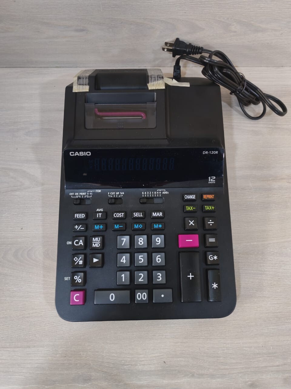 Casio DR-120R CASIO DR-120R HEAVY DUTY PRINTING CALCULATOR BLACK DESKTOP 100-120V 2