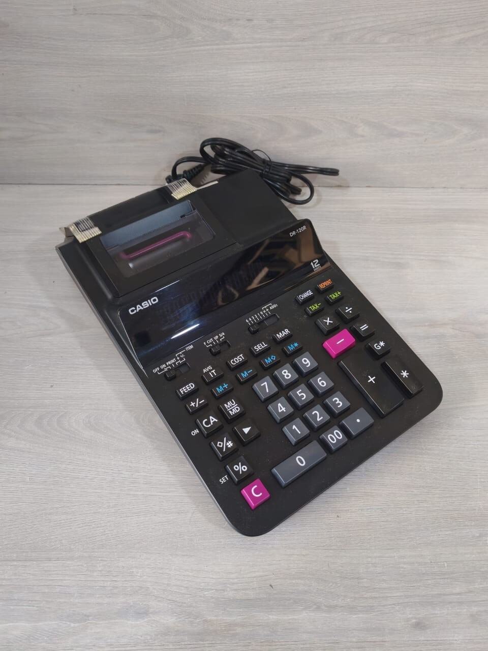 Casio DR-120R CASIO DR-120R HEAVY DUTY PRINTING CALCULATOR BLACK DESKTOP 100-120V 3