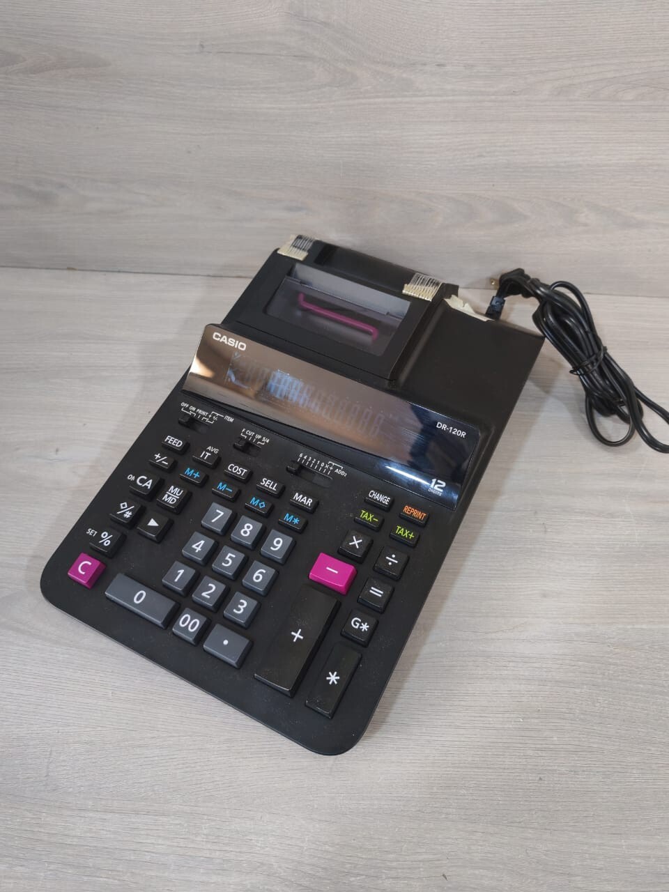 Casio DR-120R CASIO DR-120R HEAVY DUTY PRINTING CALCULATOR BLACK DESKTOP 100-120V 4