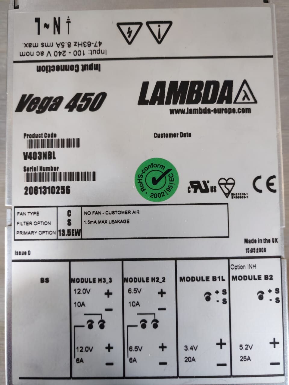 Lambda VEGA 450 V430NBL LAMBDA VEGA 450 V430NBL POWER SUPPLY 3