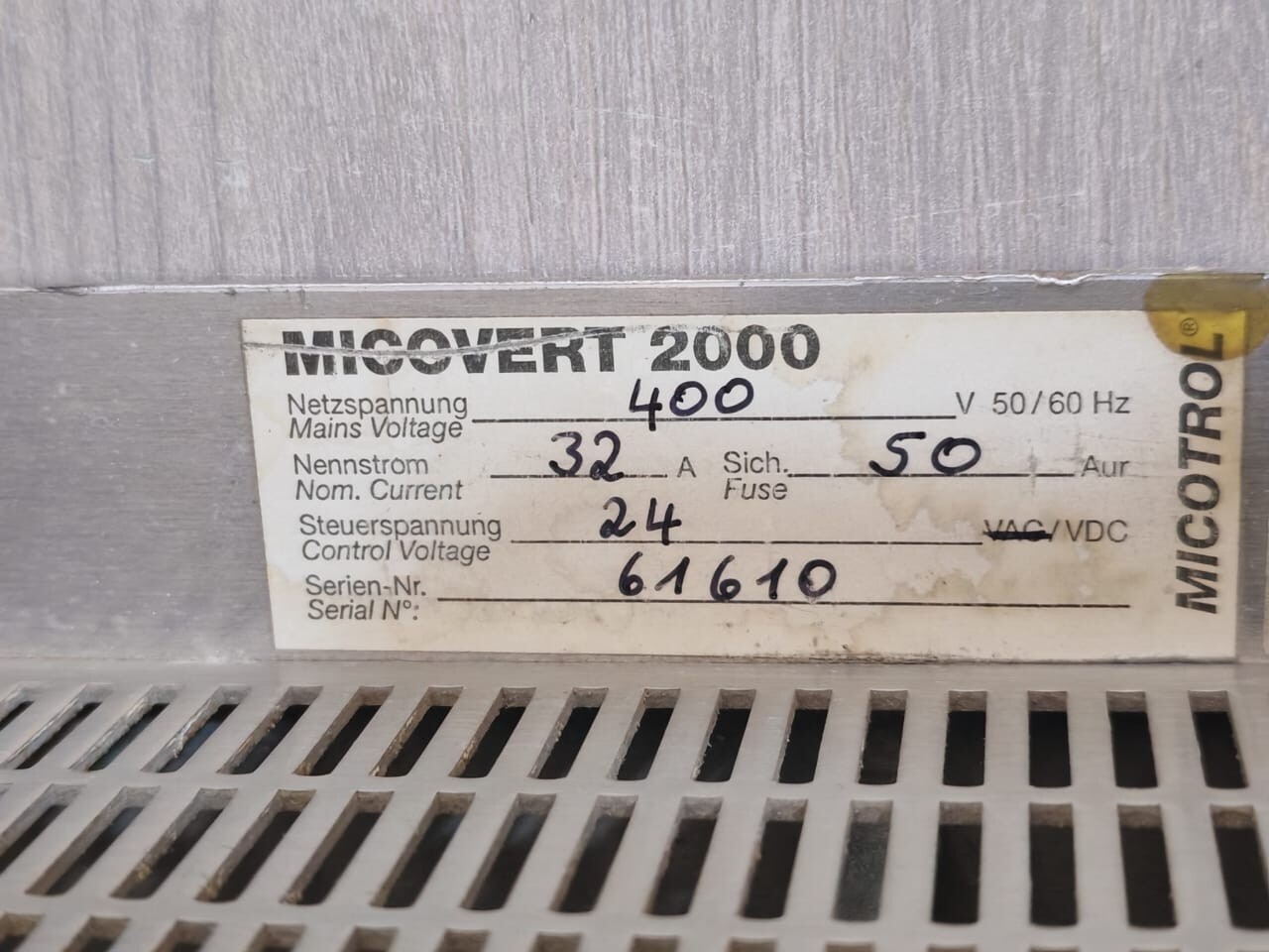MICOVERT MICOVERT2000 MICOVERT 2000 MICOTROL FREQUENCY INVERTER FOR ELEVATOR DRIVES 10
