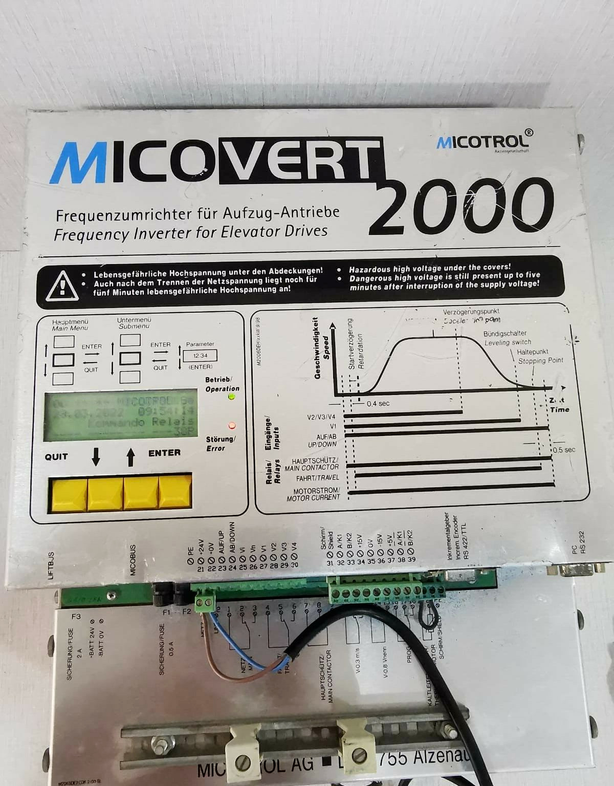 MICOVERT 2000 MICOTROL FREQUENCY INVERTER FOR ELEVATOR DRIVES