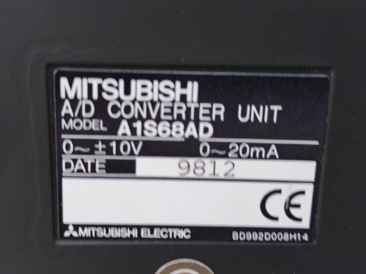 Mitsubishi BD992D008H14 MITSUBISHI A1S68AD BD992D008H14 A/D CONVERTER UNIT 0-20mA 8