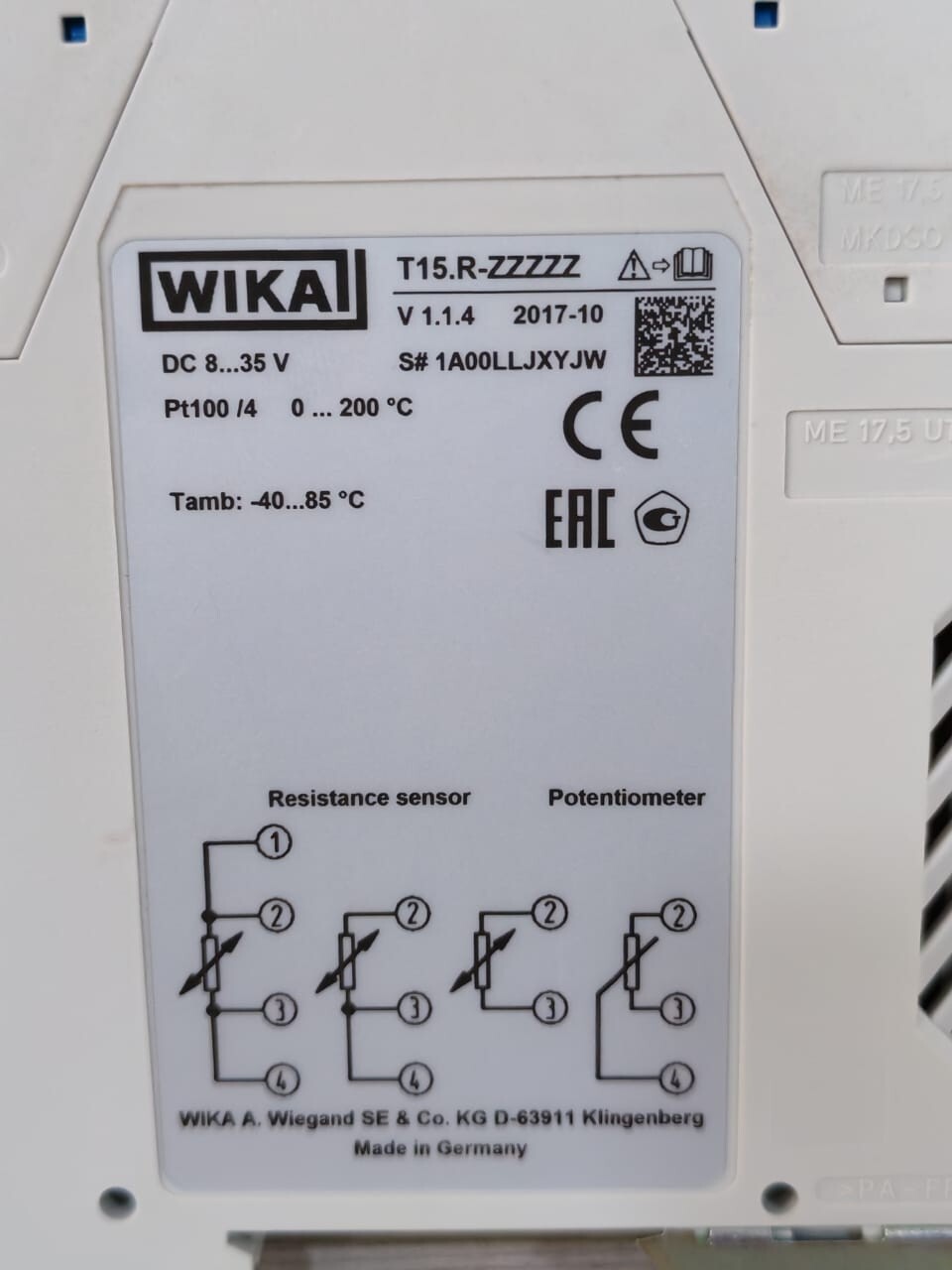 WIKA T15.R-ZZZZZ WIKA T15.R-ZZZZZ V1.1.4 PT100/4 DIGITAL TEMPERATURE TRANSMITTER 4